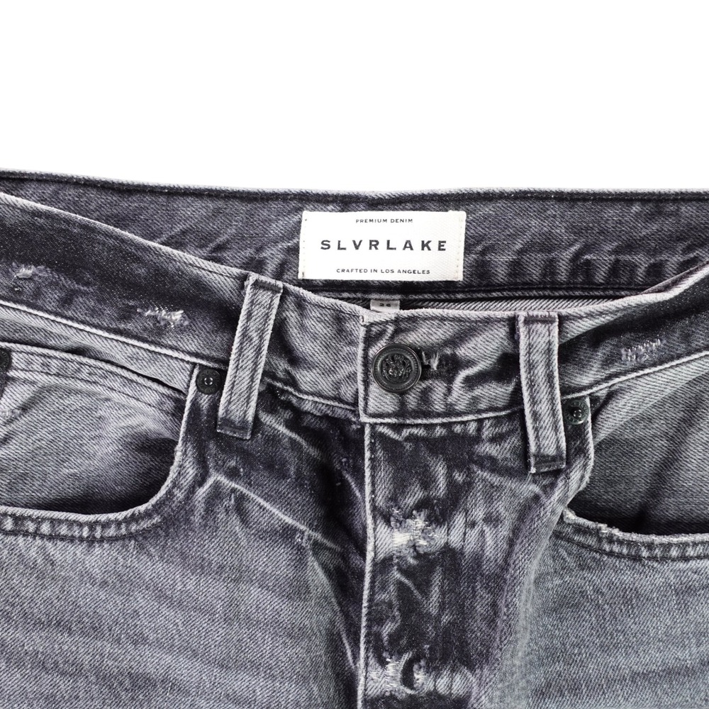 SLVRLAKE Brooklyn High Rise Straight Leg Jeans Black Coal 28x30 Made in USA